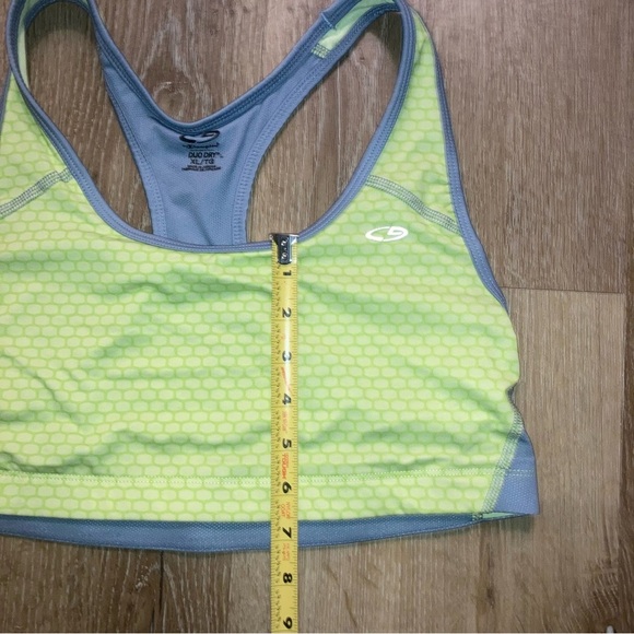 Champion Women’s Sports Bra Neon Green and Gray Sports Bra with Racerback Design - Picture 7 of 7